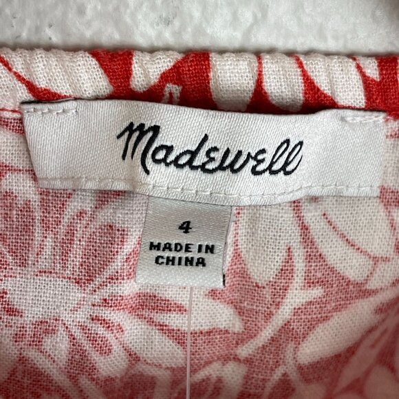 NEW Madewell Womens 4 Blake Cap Sleeve Button Down floral Retro Mini Dress - Picture 4 of 8
